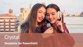  Presentation with band - Colorful presentation design enhanced with best friends band girls singing backdrop and a  colored foreground