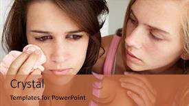  Presentation with teenage girl - PPT theme with best friends best friends - teenage girl comforting tearful friend background and a coral colored foreground