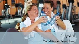 Presentation with gym - Slides consisting of best friends best friends - two happy women in gym background and a light blue colored foreground