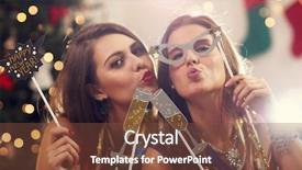  Presentation with new year - PPT theme with best friends celebrating new year background and a tawny brown colored foreground