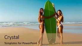  Presentation with my best friend - PPT theme with best friends enjoying the summer background and a  colored foreground