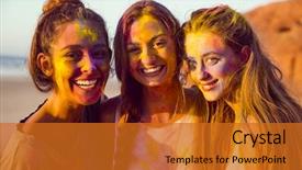  Presentation with best - PPT layouts consisting of best friends full of colored powder all over the body background and a gold colored foreground