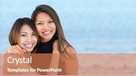  Presentation with best - Cool new theme with best friends hugging against blurry backdrop and a coral colored foreground