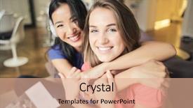  Presentation with best - PPT layouts featuring best friends hugging and smiling background and a coral colored foreground