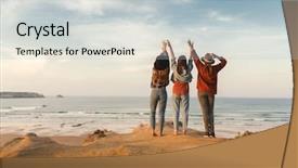  Presentation with best - Amazing PPT layouts having best friends near the coastline backdrop and a light gray colored foreground