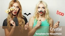  Presentation with sexy girl in stars - Slide deck with best friends ready for party background and a coral colored foreground