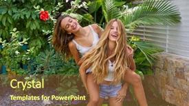  Presentation with teen girls - Audience pleasing PPT layouts consisting of best friends teen girls piggyback backdrop and a tawny brown colored foreground