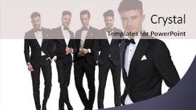  Presentation with team leader - PPT layouts enhanced with best friends wedding - groomsman leader standing in front background and a lemonade colored foreground