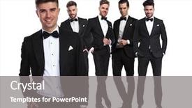  Presentation with famel leader - Beautiful PPT layouts featuring best friends wedding - relaxed group leader of groomsmen backdrop and a  colored foreground