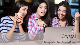  Presentation with best - Amazing theme having best friends with laptop together backdrop and a  colored foreground