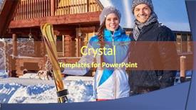  Presentation with holidays - Slides featuring best hotel - cheerful couple spend winter holidays background and a tawny brown colored foreground
