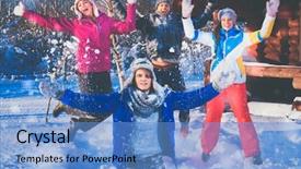  Presentation with friends eating and drinking wine - Slides enhanced with best hotel - friends spend winter holidays background and a  colored foreground