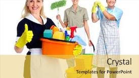  Presentation with isolated paw prints over white - Presentation theme having best hotel - smiling maid woman isolated background and a yellow colored foreground