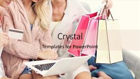  Presentation with online shopping - Beautiful PPT theme featuring best house - three beautiful young women shopping backdrop and a lemonade colored foreground