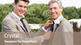  Presentation with bride and groom at wedding - Cool new PPT layouts with best man and groom backdrop and a coral colored foreground