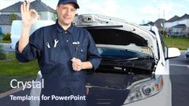  Presentation with auto repair - Slides consisting of best mechanical - car mechanic working in auto background and a tawny brown colored foreground