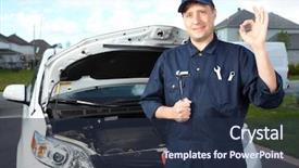  Presentation with auto repair - PPT layouts with best mechanical - car mechanic working in auto background and a tawny brown colored foreground