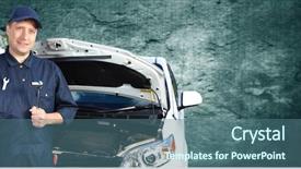  Presentation with auto repair - Audience pleasing PPT layouts consisting of best mechanical - smiling car mechanic in auto backdrop and a ocean colored foreground