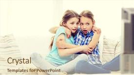  Presentation with horror movie - Beautiful presentation theme featuring best movie - people children television friends backdrop and a cream colored foreground