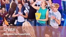  Presentation with elderly people singing - Beautiful slide set featuring best movie - sport fans eating popcorn backdrop and a  colored foreground