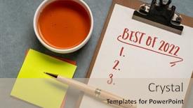  Presentation with business review - Slides consisting of best-of-2022-blank-list background and a soft green colored foreground