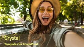  Presentation with explanation photo - PPT theme having best ones - photo of young beautiful excited background and a tawny brown colored foreground