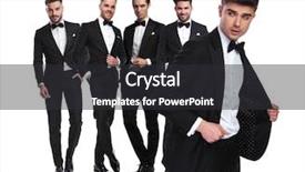  Presentation with leader - PPT theme with best opening - five handsome men in tuxedoes background and a dark gray colored foreground