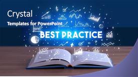  Presentation with best practice - PPT layouts consisting of best-practice-inscription-coming-out background and a ocean colored foreground