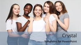  Presentation with african american girls - Beautiful presentation theme featuring best schools - five multiracial african american european backdrop and a teal colored foreground