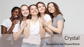  Presentation with african american girls - Presentation theme having best schools - lifestyle friendship and people concept background and a soft green colored foreground