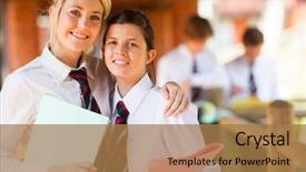  Presentation with middle school - Colorful PPT layouts enhanced with best schools - two middle school girls portrait backdrop and a coral colored foreground