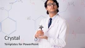  Presentation with front of burj khalifa - Slide deck having best student award - young funny chemist in front background and a white colored foreground