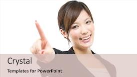  Presentation with asian ghosts - Audience pleasing theme consisting of best teacher - beautiful asian businesswoman on white backdrop and a  colored foreground