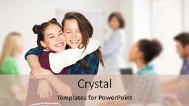  Presentation with teenage - Audience pleasing slide deck consisting of best teacher - happy teenage student girls hugging backdrop and a lemonade colored foreground