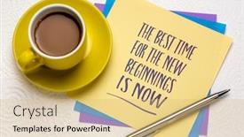  Presentation with beginnings - Cool new slide set with best-time-for-the-new backdrop and a coral colored foreground