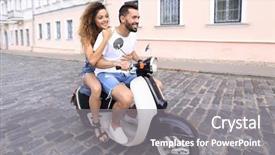  Presentation with motorbike - Slide set consisting of best town - full length side view background and a  colored foreground