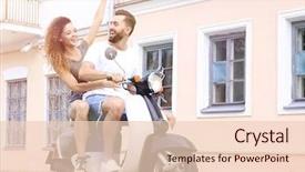  Presentation with healthy workplace full length side view - Colorful theme enhanced with best town - full length side view backdrop and a lemonade colored foreground