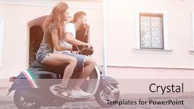  Presentation with healthy workplace full length side view - Audience pleasing presentation theme consisting of best town - full length side view backdrop and a  colored foreground