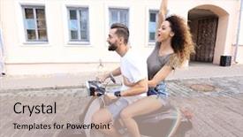  Presentation with healthy workplace full length side view - Slide set with best town - full length side view background and a mint green colored foreground