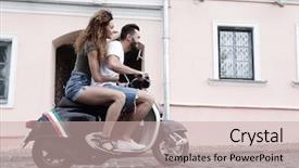  Presentation with motorbike - Amazing slide deck having best town - full length side view backdrop and a soft green colored foreground