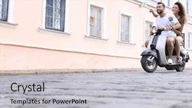  Presentation with motorbike - Audience pleasing PPT layouts consisting of best town - full length side view backdrop and a light gray colored foreground