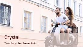  Presentation with motorbike - Slides with best town - full length side view background and a lemonade colored foreground