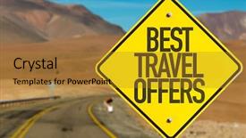  Presentation with desert - Theme consisting of best travel offers sign background and a gold colored foreground