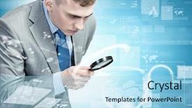  Presentation with microwave imaging image of modern - Slide deck enhanced with best virus - image of businessman examining objects background and a light blue colored foreground