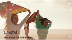  Presentation with snow covered trees and falling - Slides enhanced with best wave - snow falling against female friends background and a  colored foreground