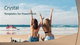  Presentation with beach - Slide set consisting of best wave - two beautiful surfer girls background and a light blue colored foreground