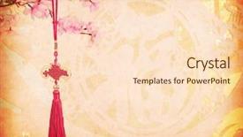  Presentation with chinese calligraphy - PPT theme with best wishes and good luck background and a lemonade colored foreground