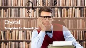  Presentation with question marks - Audience pleasing theme consisting of problem solution decisions vintage - old fashioned writer thinking backdrop and a coral colored foreground