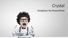  Presentation with writing education female writer - PPT theme having scribbler - young funny man writer background and a light gray colored foreground