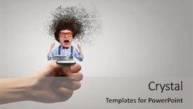  Presentation with head - Colorful PPT layouts enhanced with old type book - young funny man writer backdrop and a light gray colored foreground